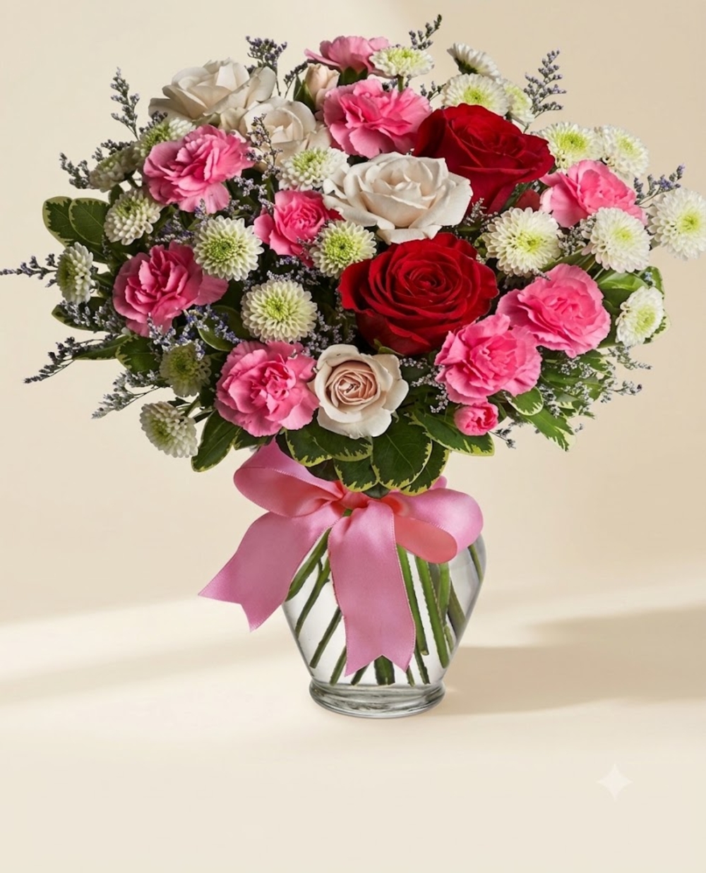 Pink and White Mixed Flowers in Vase