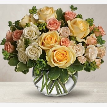 Peach and Yellow Mixed Rose Bouquet