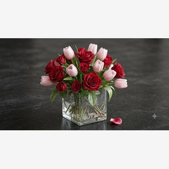 Red Roses & Pink Tulips