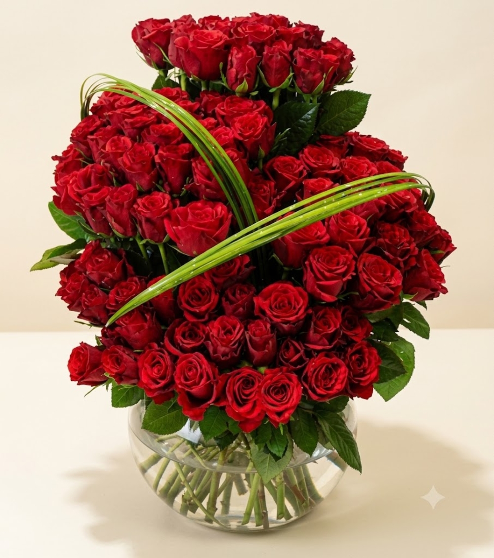 Bunch of 100 Red Roses