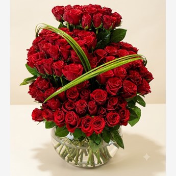 Bunch of 100 Red Roses