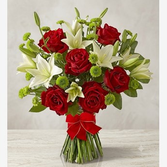 Red Roses with White Lilies Bouquet