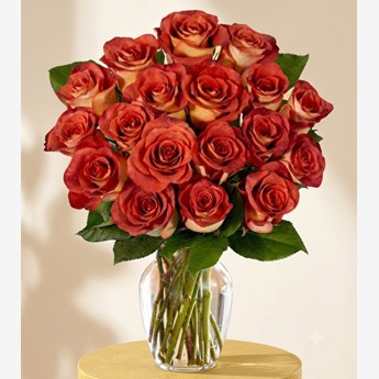 24 Orange Roses in a Vase