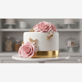 White And Pink Floral Birthday Cake 2kg 