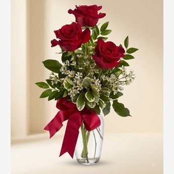 3 Red Roses with Baby’s Breath