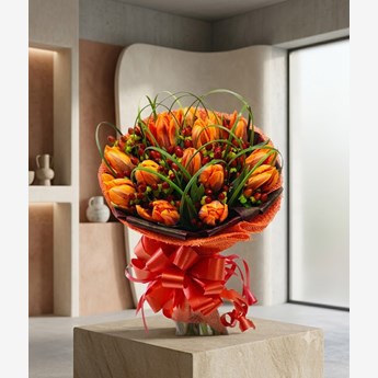 12 Orange Tulips Bouquet