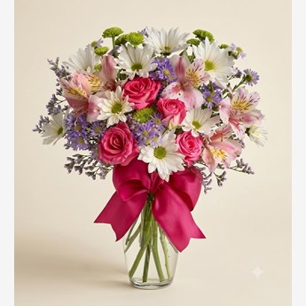 Pink Roses and White Daisies Bouquet