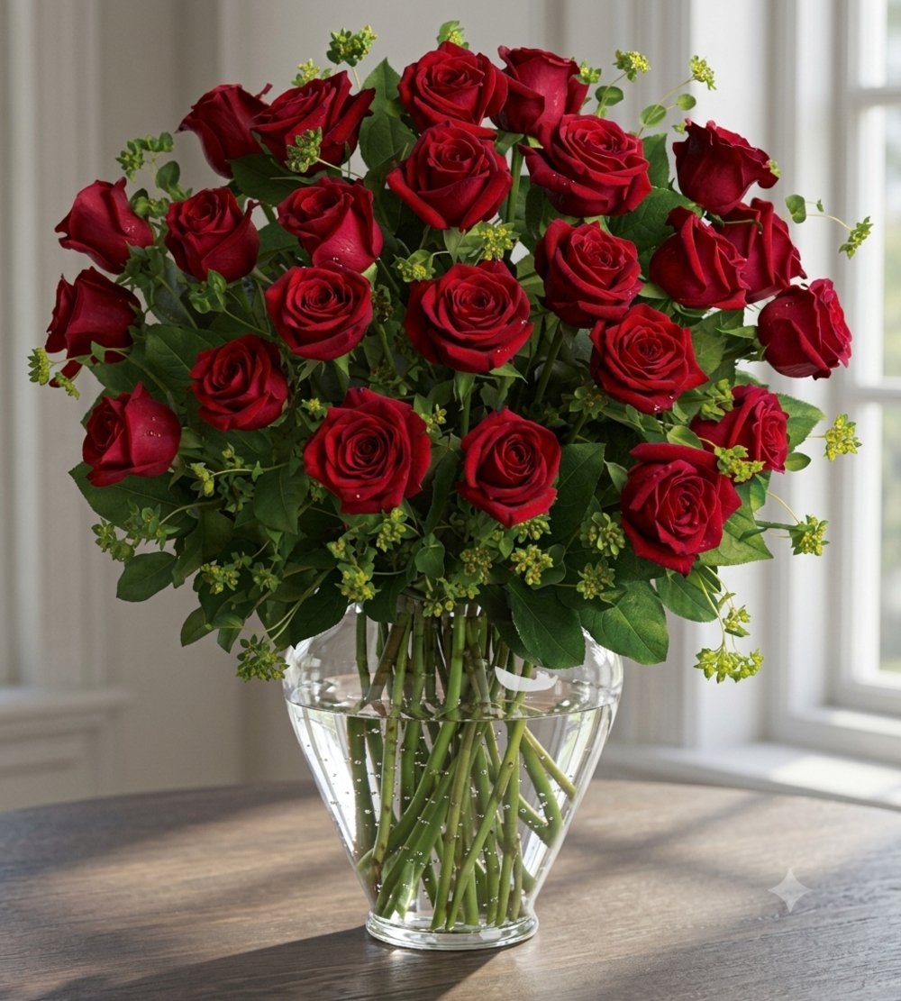 30 Red Roses in a Vase