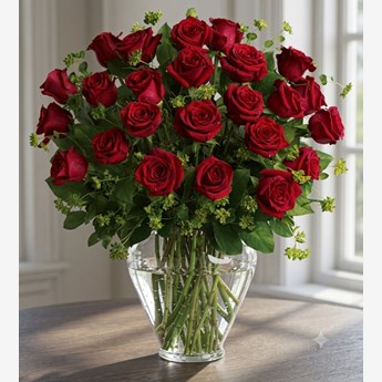 30 Red Roses in a Vase