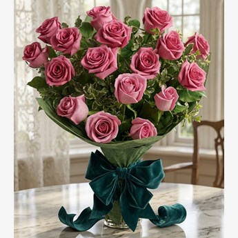 12 Pink Roses Bouquet 
