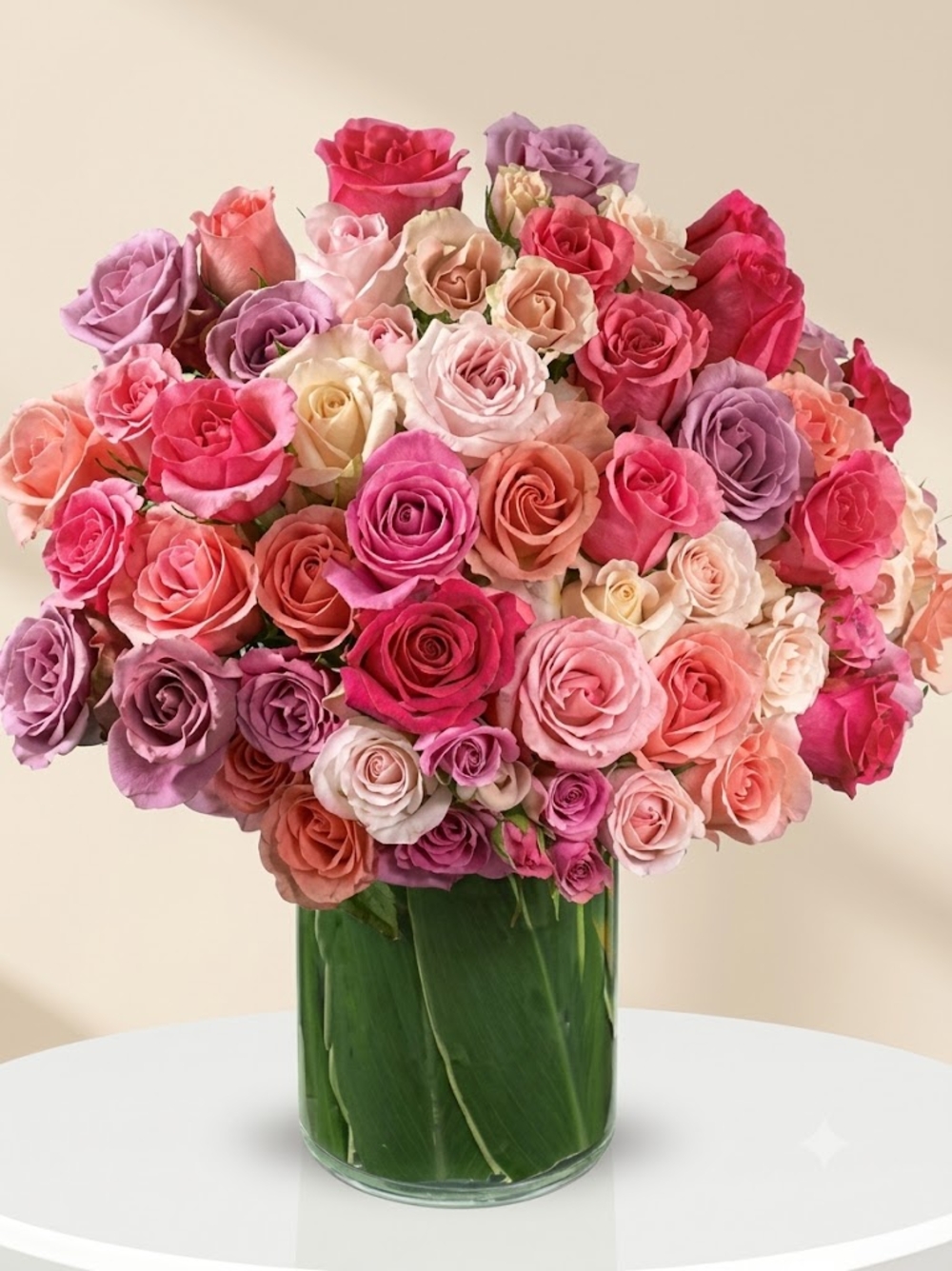 Mixed Color Roses Vase