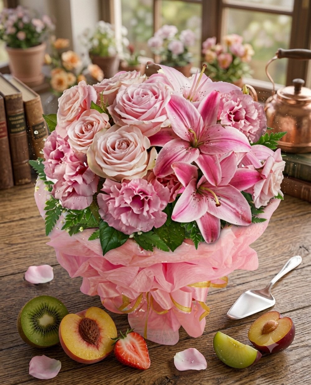 Pink Lilies, Roses & Carnations