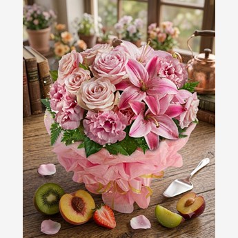 Pink Lilies, Roses & Carnations