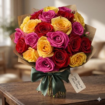 Long Stem 24 Mixed Roses