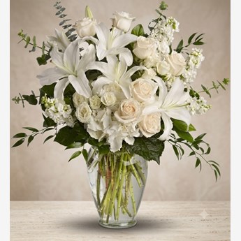 White Roses and Lilies Vase