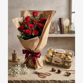  Red Roses with Ferrero Rocher 