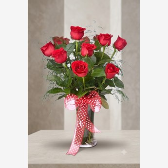 Romantic Red Rose Vase