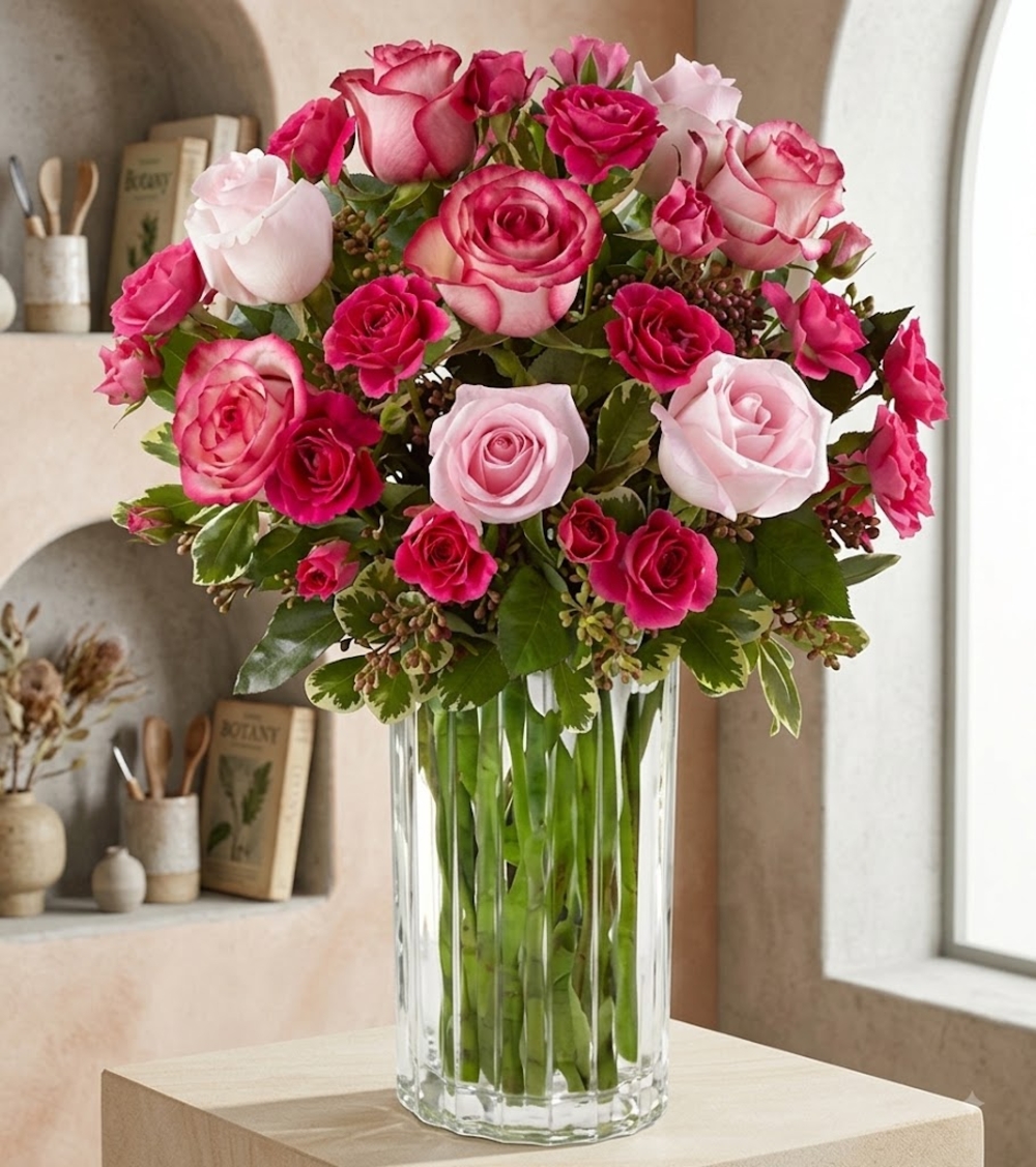 10 Pink and White Roses 