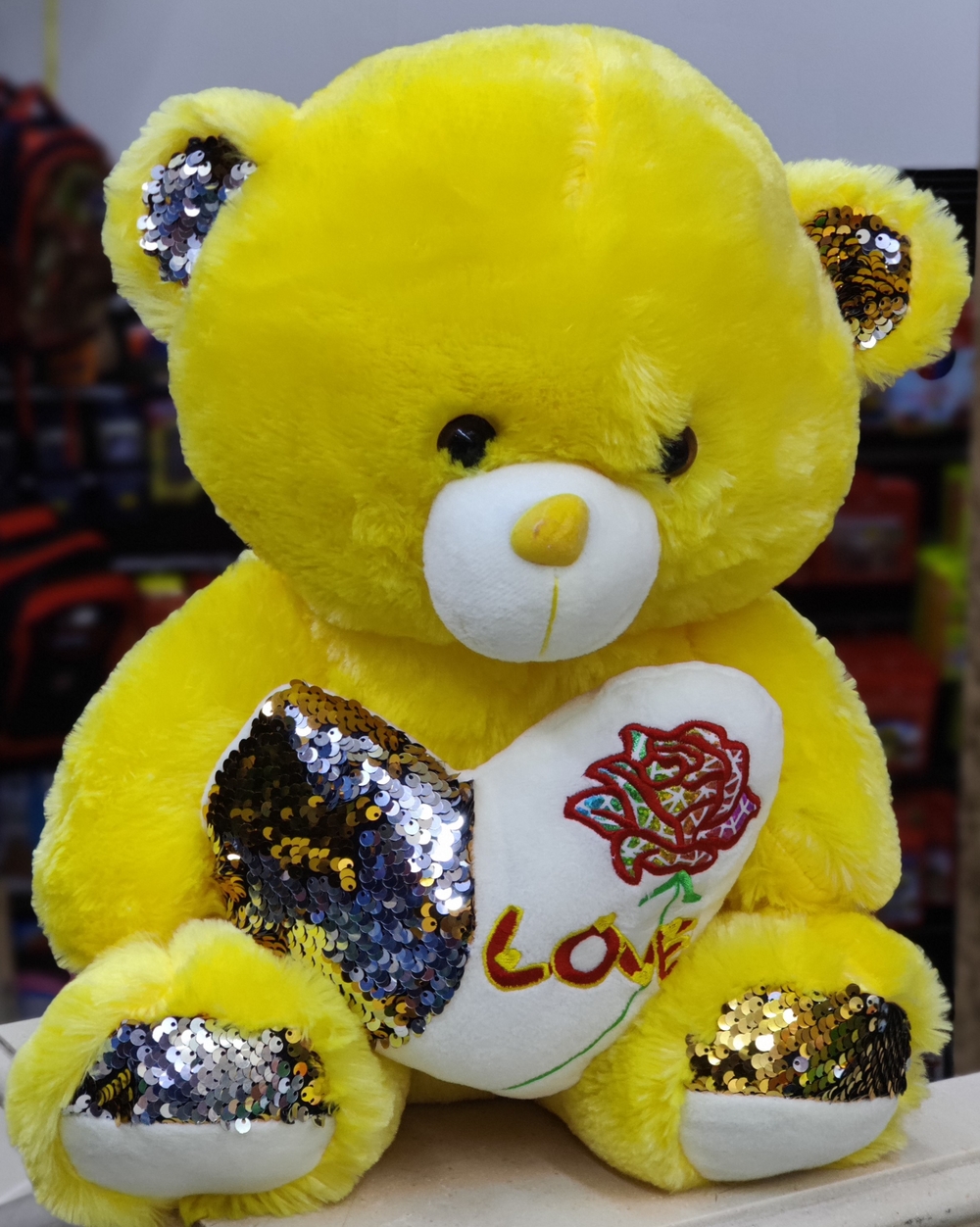 Yellow Teddy Bear With A White Heart( 40cms)