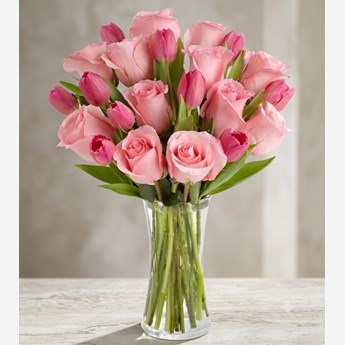 Pink Roses with Tulips Bouquet