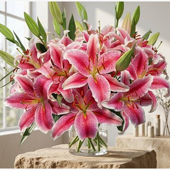 Pink Stargazer Lily Bouquet in Vase