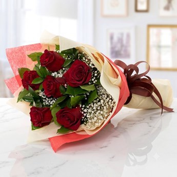 Red Roses Bouquet with Baby’s Breath