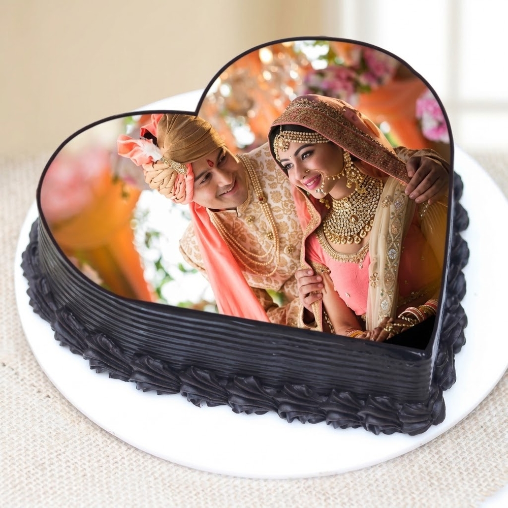 Heart Shaped Customized Photo Cake