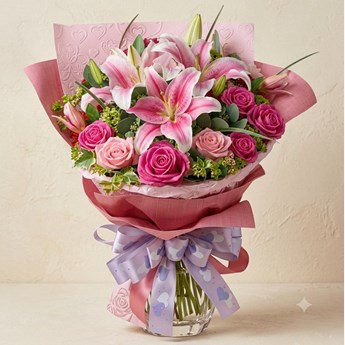 Pink Lilies & Roses