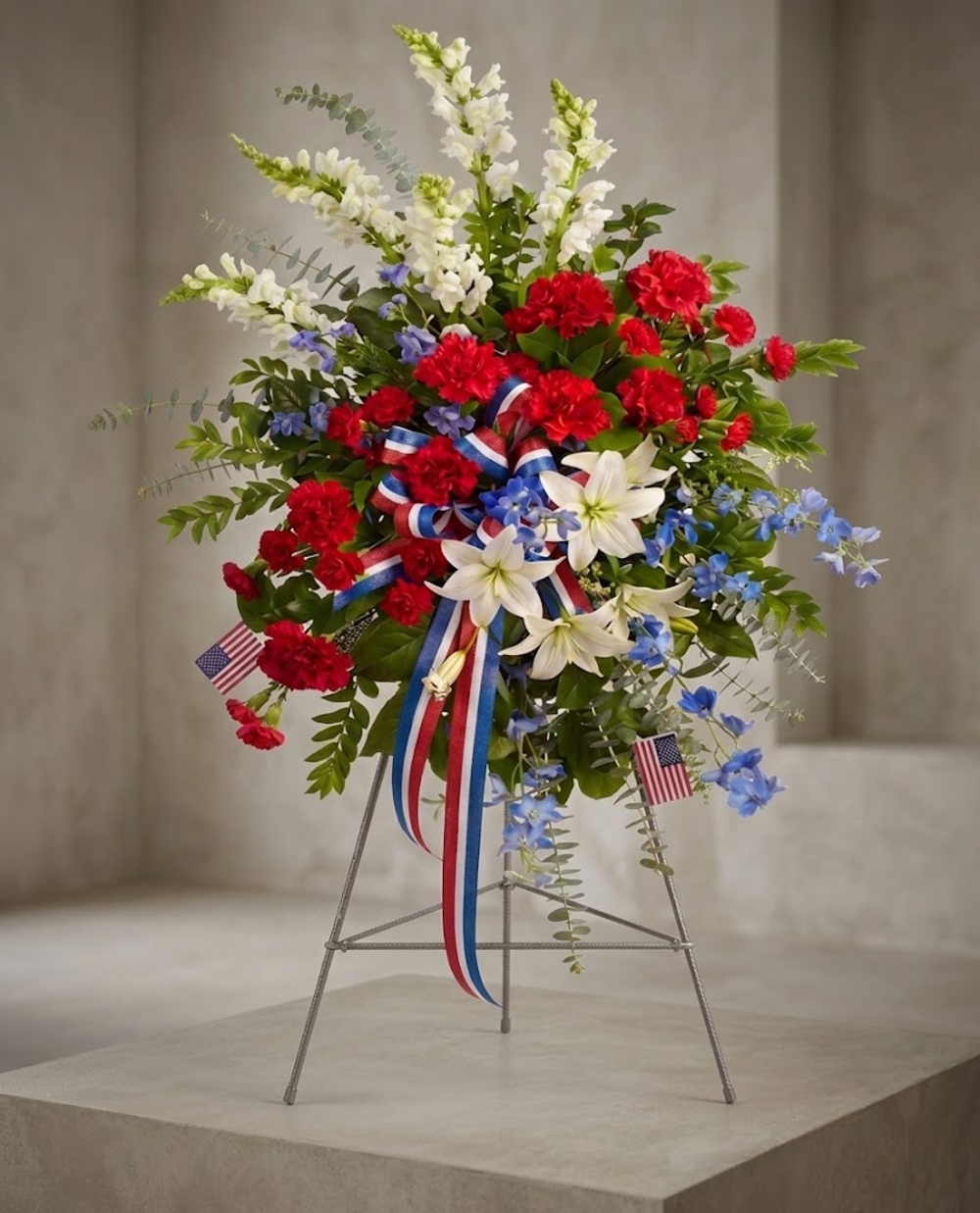 Red White and Blue Flowers Arrangement