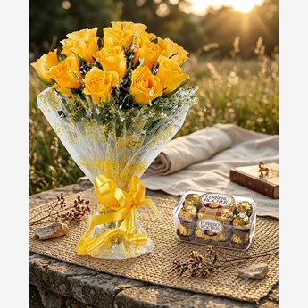 Yellow Roses and Ferrero Rocher