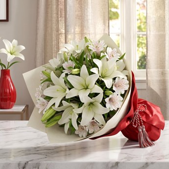 White Lily and Alstroemeria Bouquet
