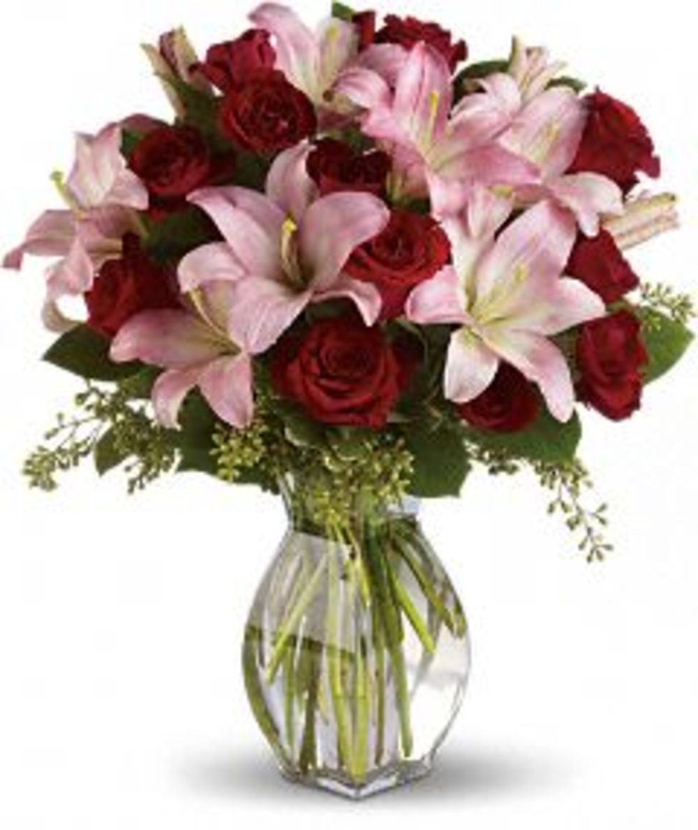 Pink Lilies & Red Roses