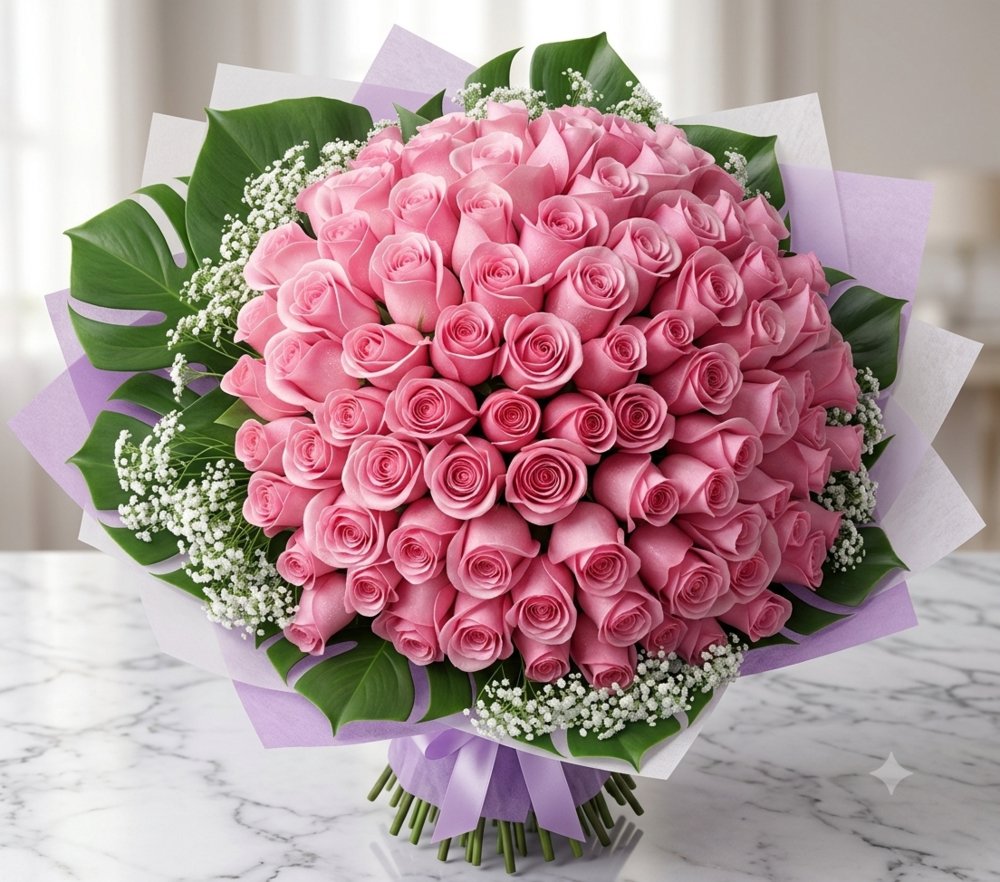 60 Pink Roses 
