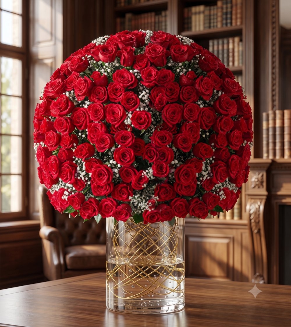 500 Red Roses with Baby’s Breath