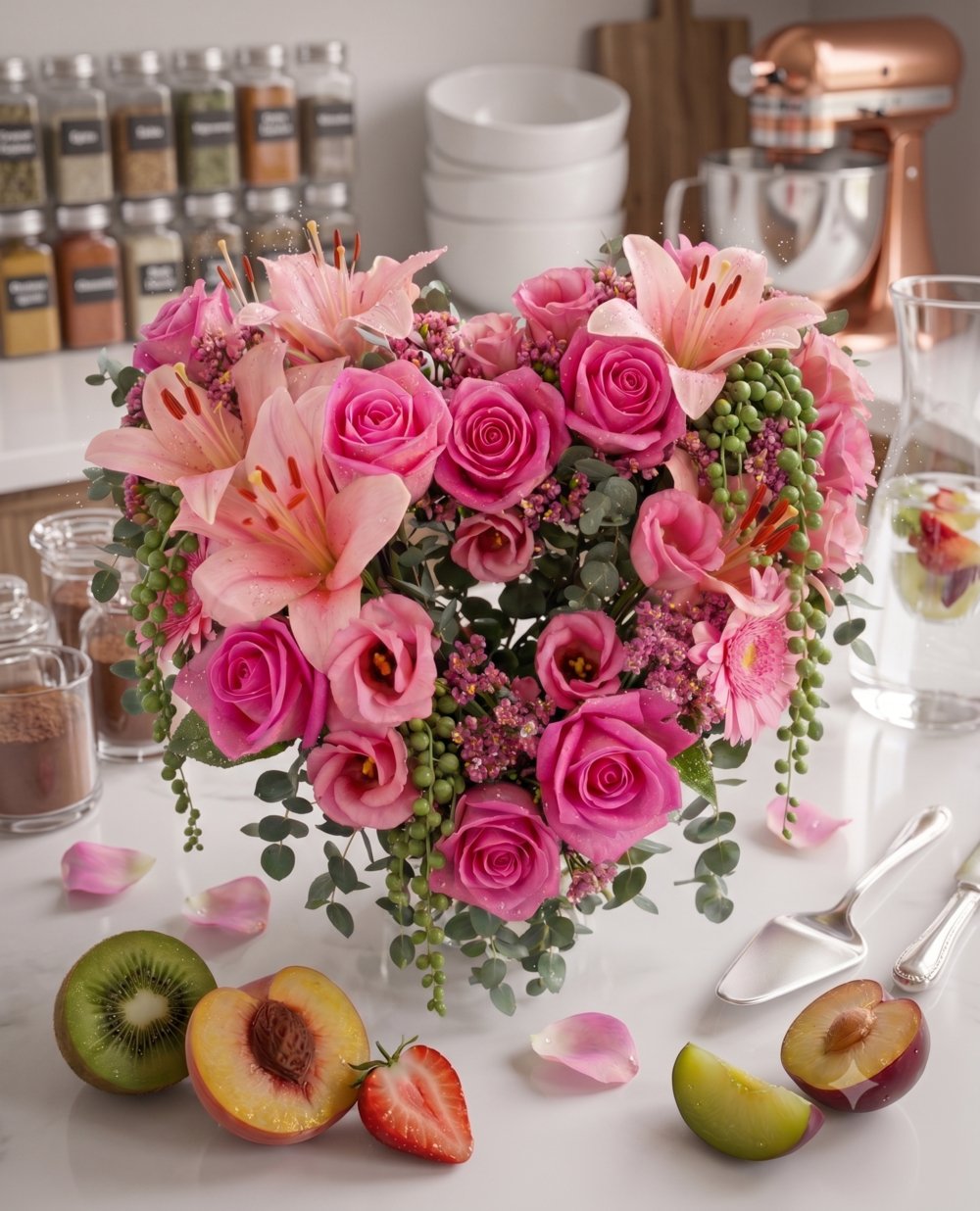 Pink Lilies, Roses & Gerberas