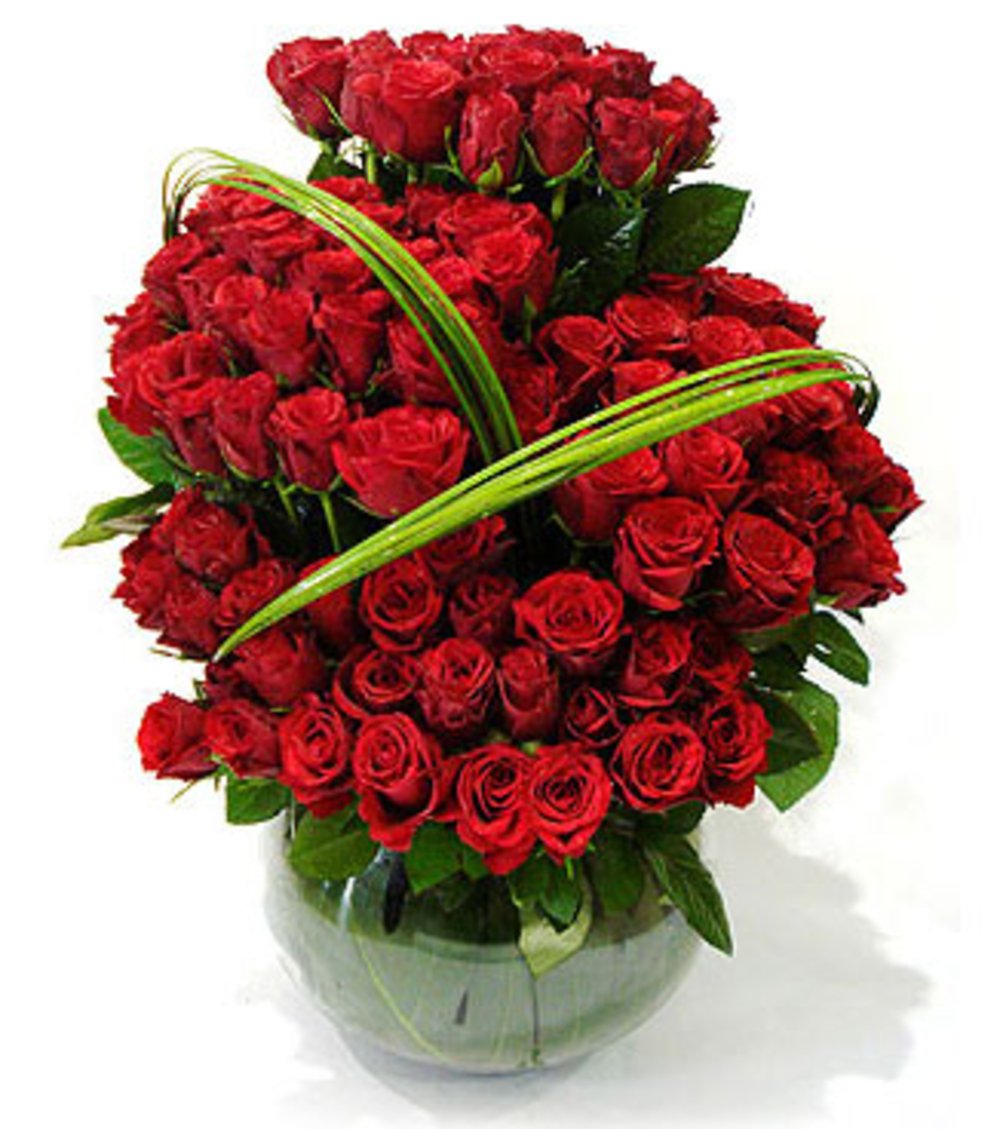 Bunch with 100 Red Roses