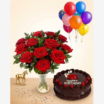 Roses, Cake and Balloons
