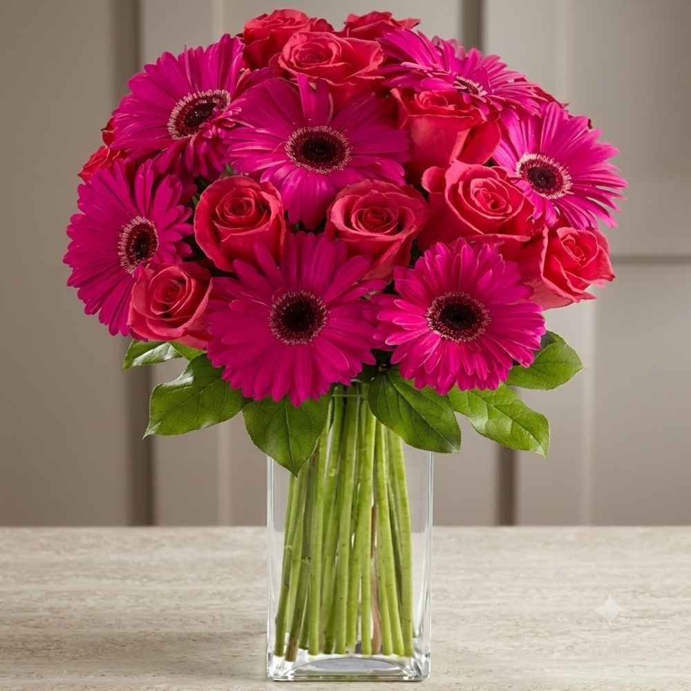 Pink Gerbera and Rose Bouquet