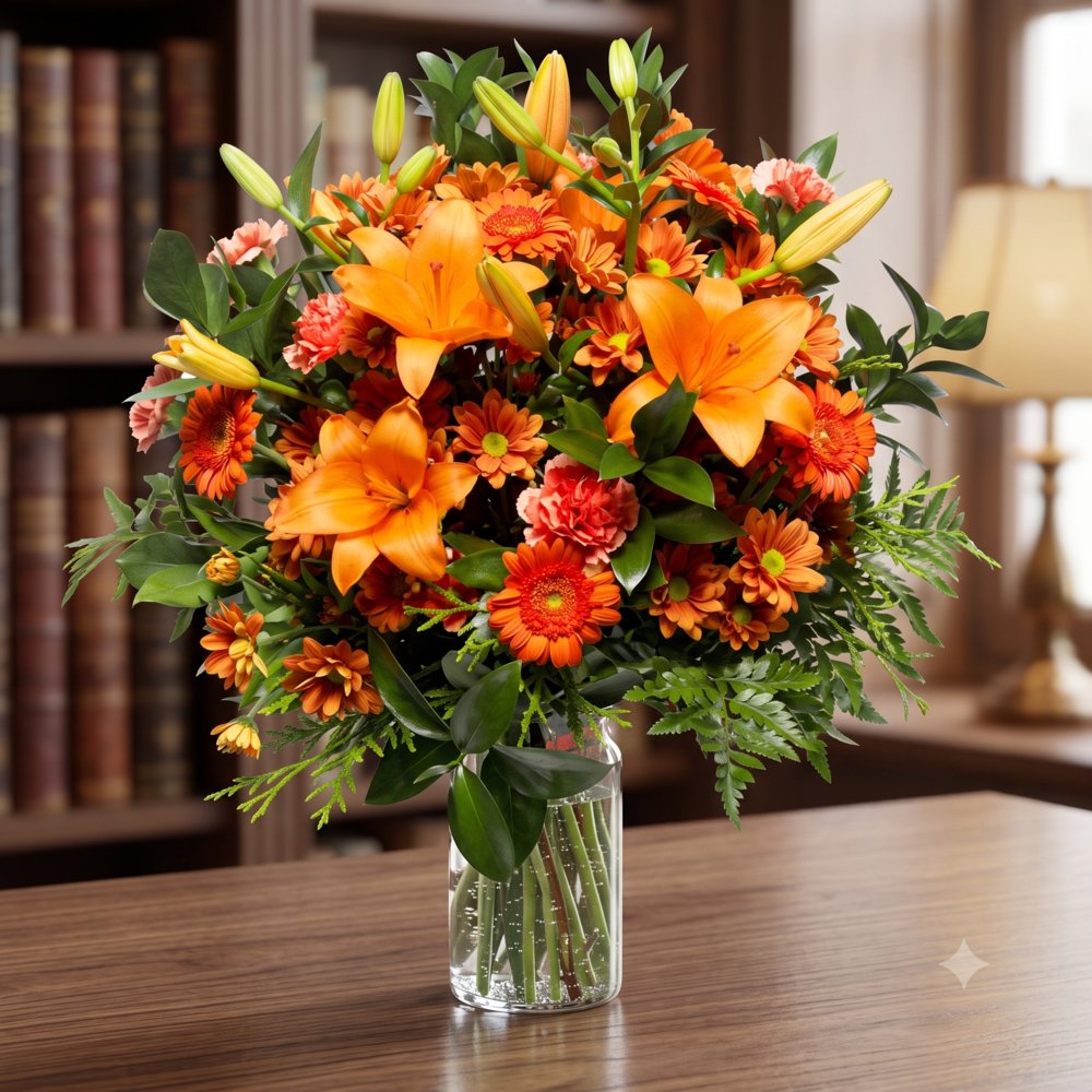Orange Lilies , Gerberas & Carnations