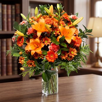 Orange Lilies , Gerberas & Carnations