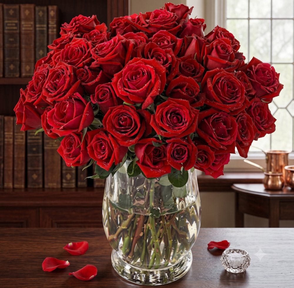 40 Red Rose Bouquet in a Vase