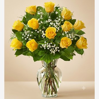 Yellow Roses with Baby's Breath