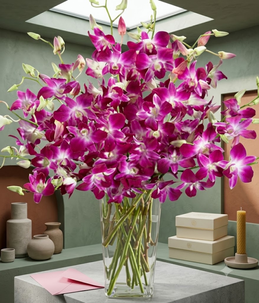 Dendrobium orchid in vase
