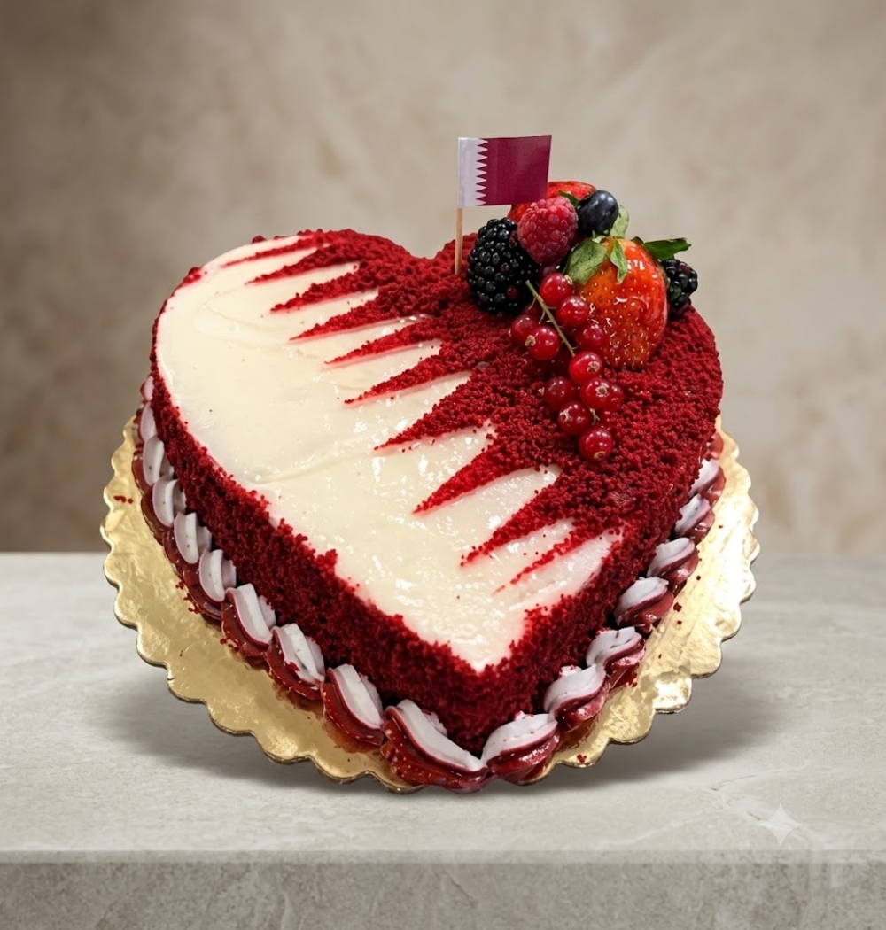 Qatar Flag Heart Cake