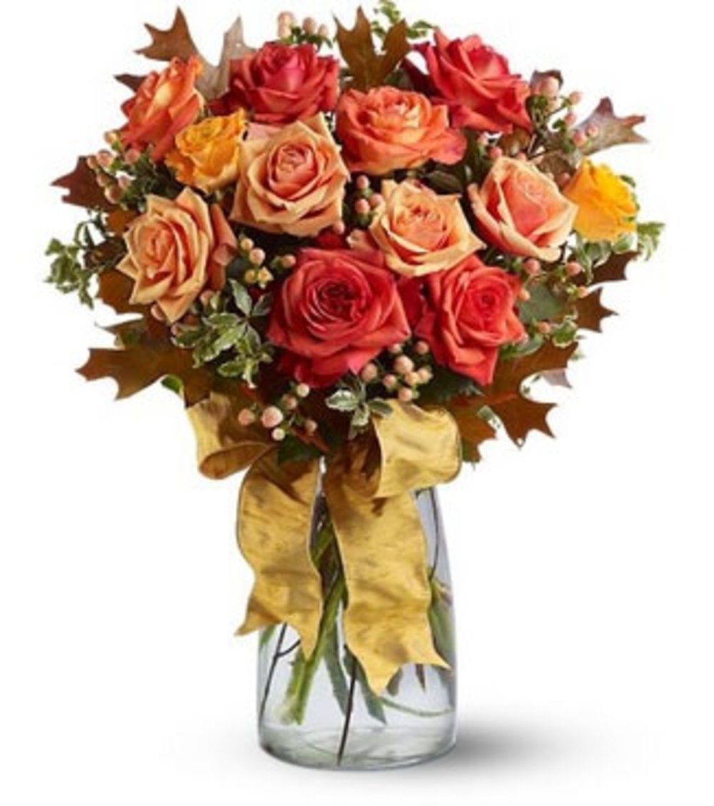 Vase with stems of Mixed Color Roses