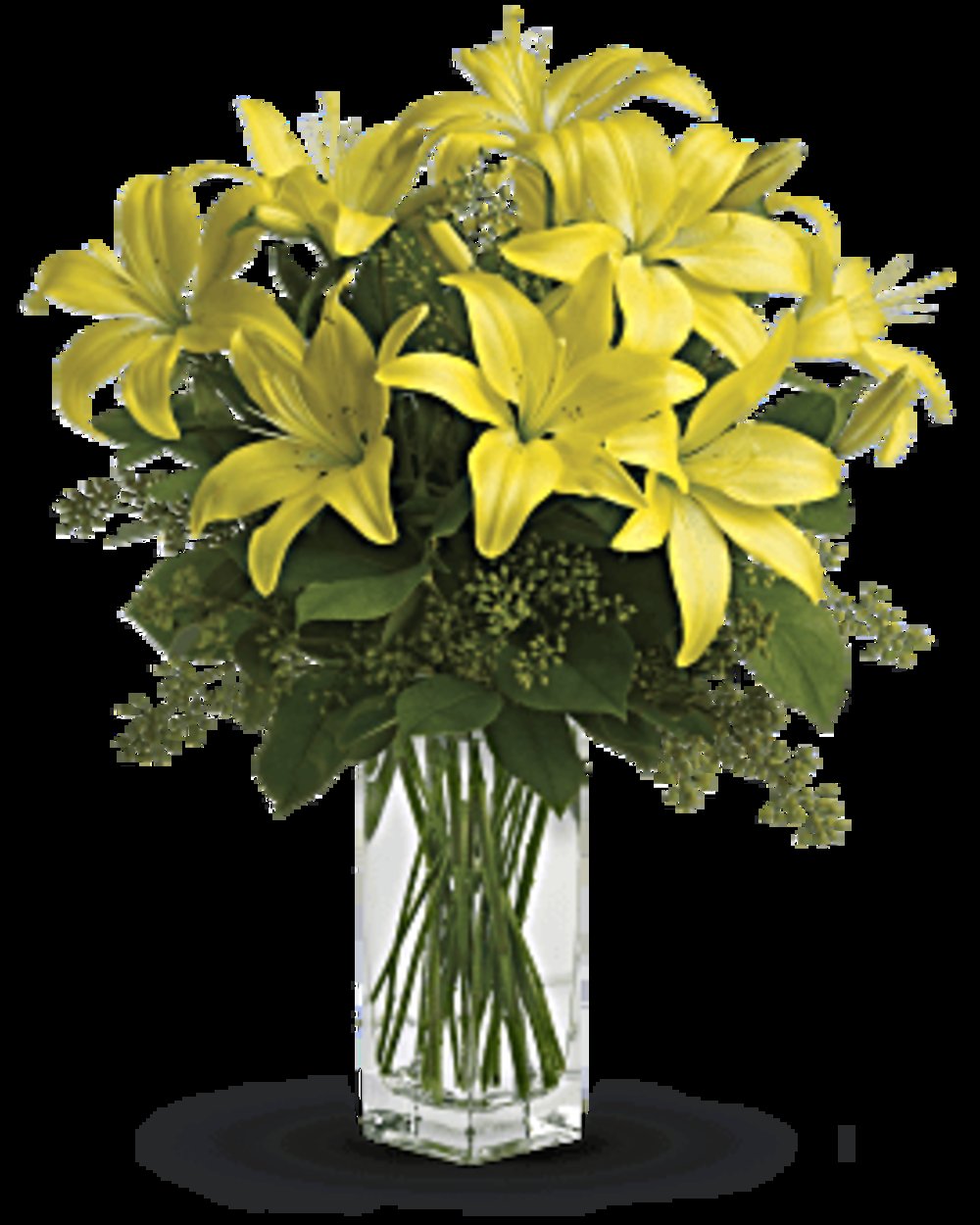 Vase with 5 Stems of Yellow Lilies