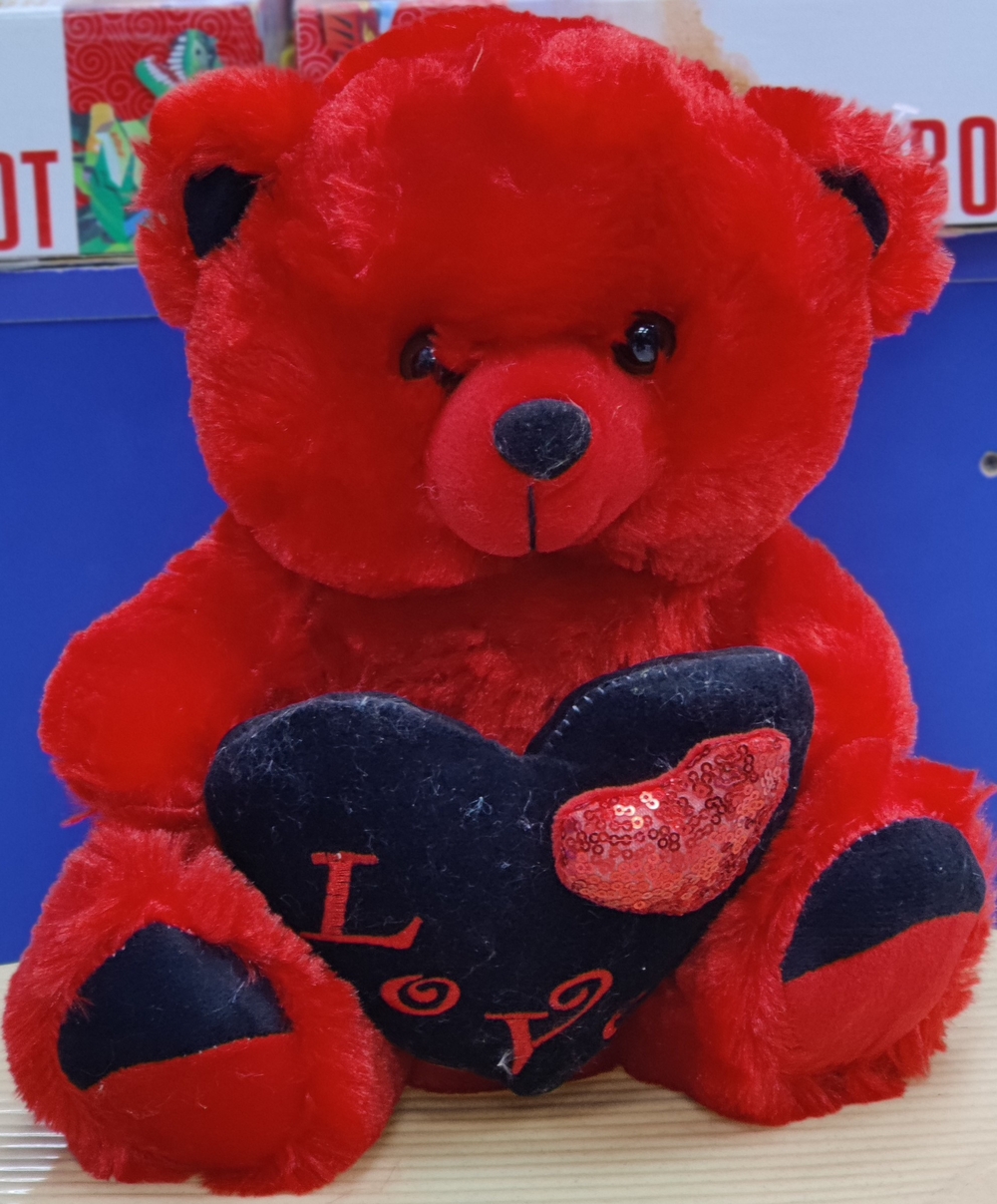 Buy Black Heart Holding Red Teddy |Best Flower Shop In Qatar