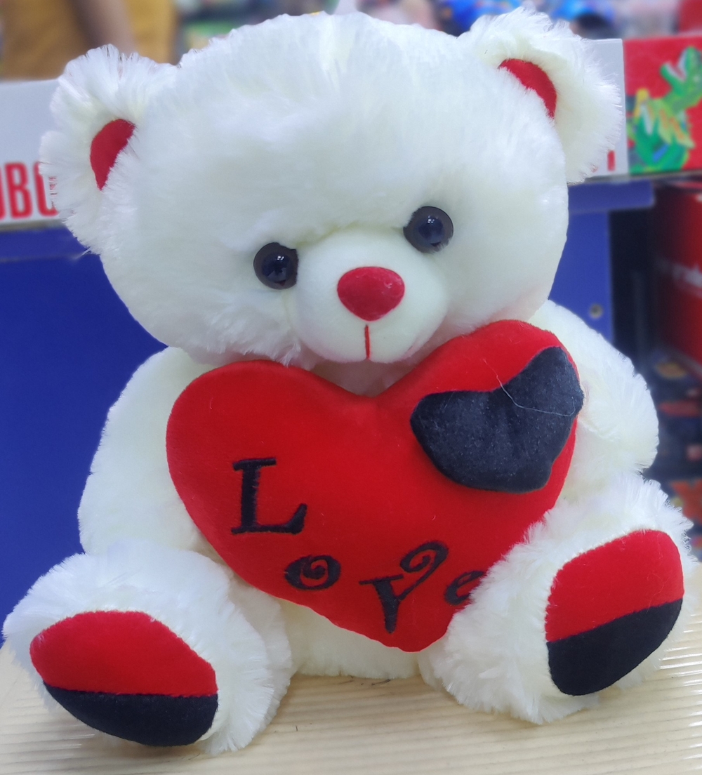 White Teddy Bear With A Red Heart(30cms)