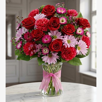 Red Carnations & Pink Chrysanthemums