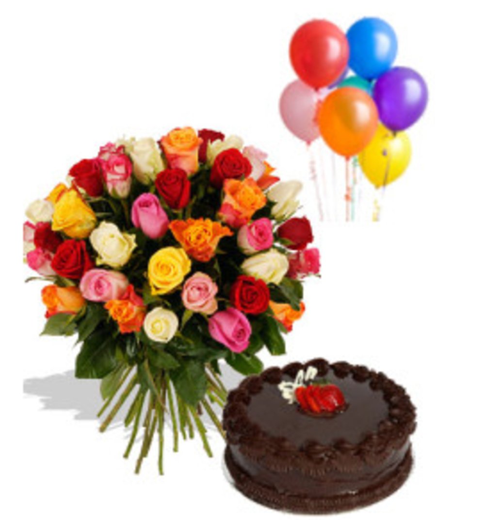 Roses, Cake, and Balloons